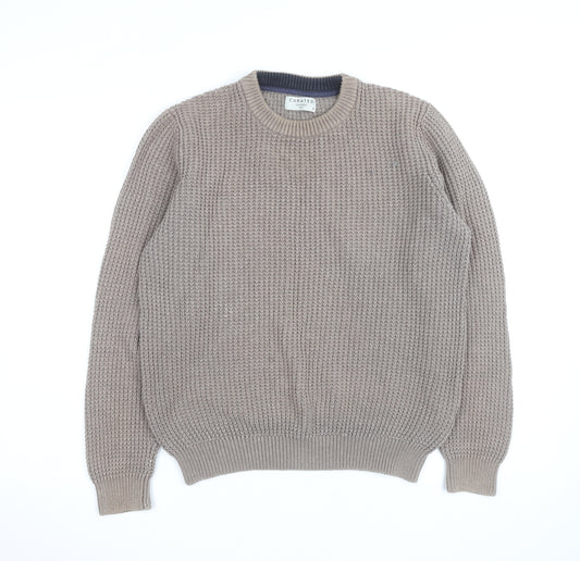 Curated Stockholm Men’s Beige Cotton Chunky Knit Jumper M