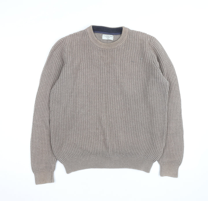 Curated Stockholm Men’s Beige Cotton Chunky Knit Jumper M