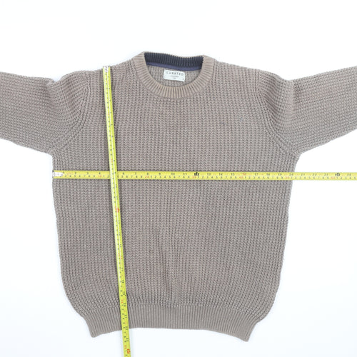 Curated Stockholm Men’s Beige Cotton Chunky Knit Jumper M