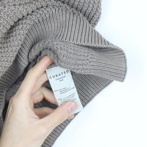 Curated Stockholm Men’s Beige Cotton Chunky Knit Jumper M
