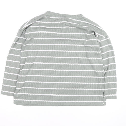 Peacocks Womens Green Striped Crew Neck 3/4 Sleeve Pullover Jumper Size 14