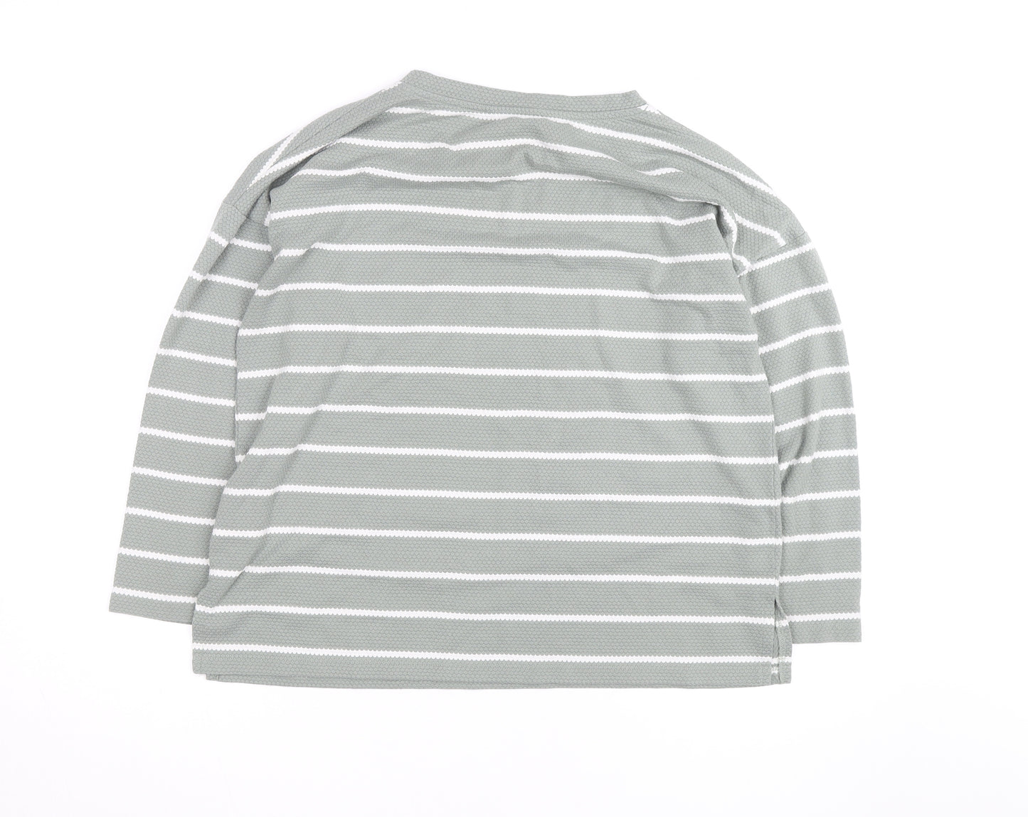 Peacocks Womens Green Striped Crew Neck 3/4 Sleeve Pullover Jumper Size 14