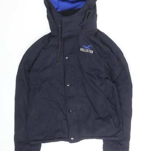 Hollister Men's Blue XL Hooded Puffer Jacket Winter Coat