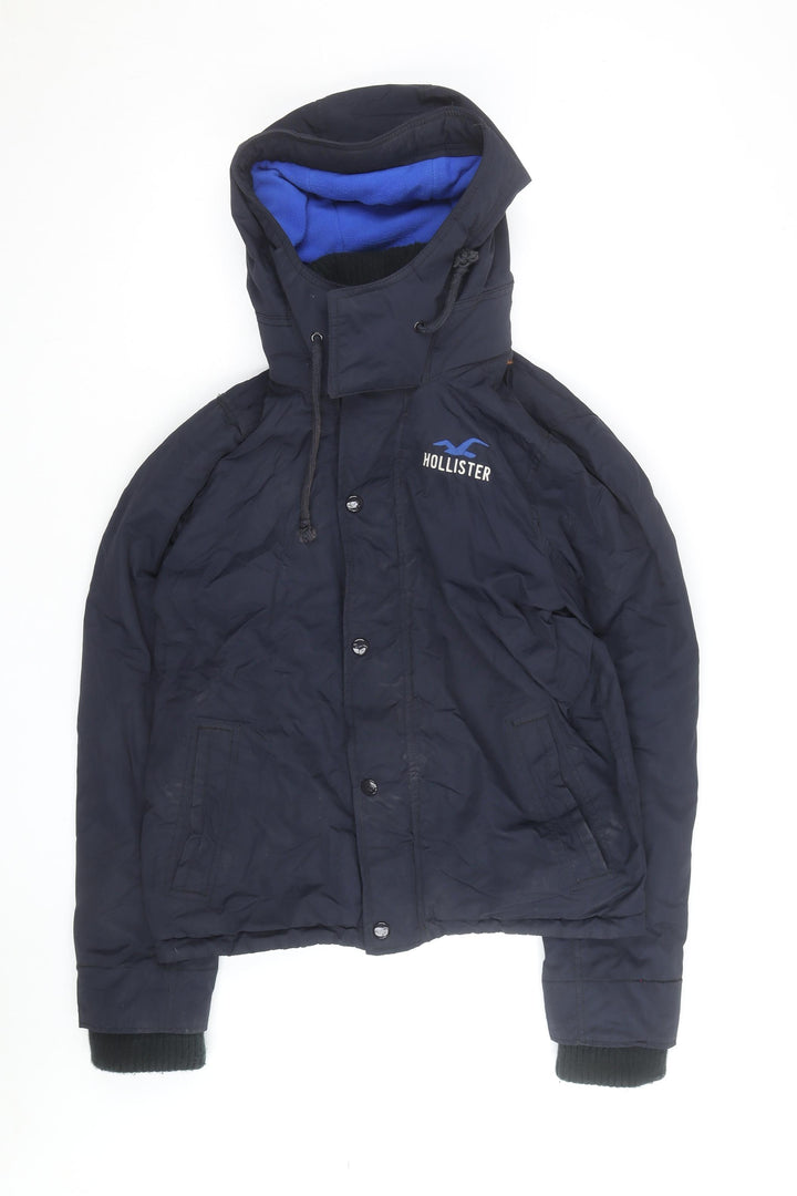 Hollister Men's Blue XL Hooded Puffer Jacket Winter Coat