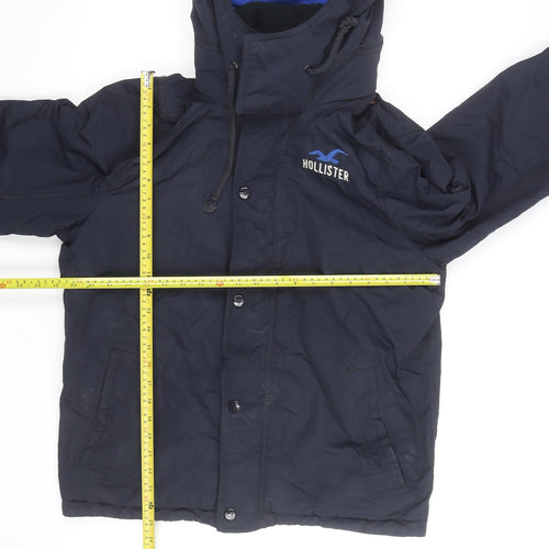 Hollister Men's Blue XL Hooded Puffer Jacket Winter Coat