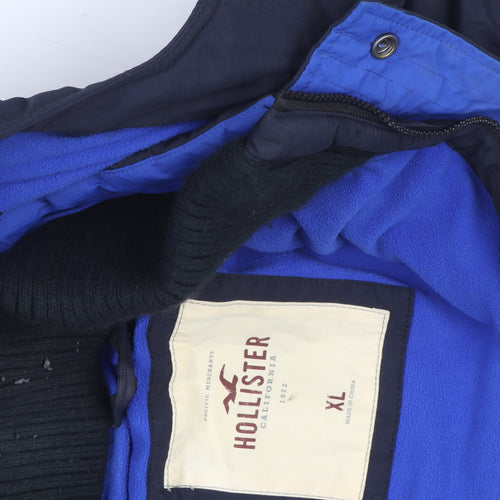 Hollister Men's Blue XL Hooded Puffer Jacket Winter Coat
