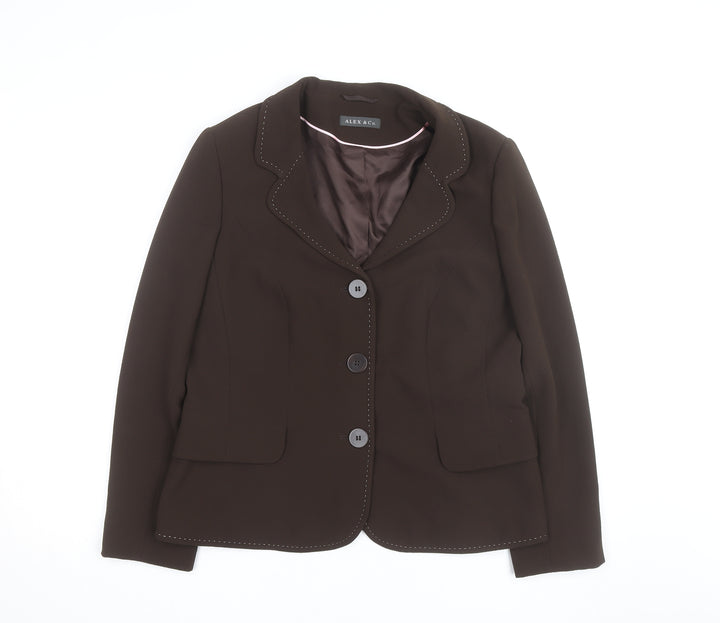 Alex & Co Women Brown Size 10 Classic Lined Single-Breasted Blazer