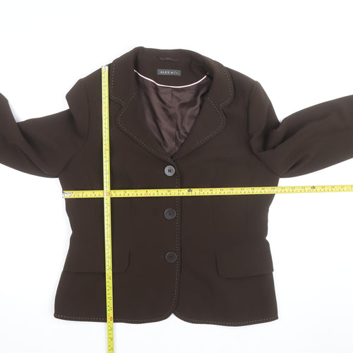 Alex & Co Women Brown Size 10 Classic Lined Single-Breasted Blazer