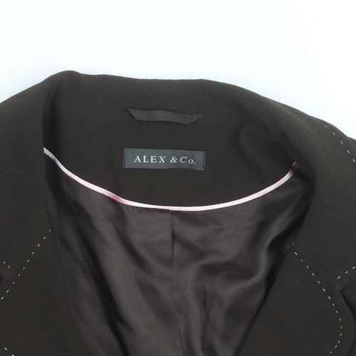 Alex & Co Women Brown Size 10 Classic Lined Single-Breasted Blazer