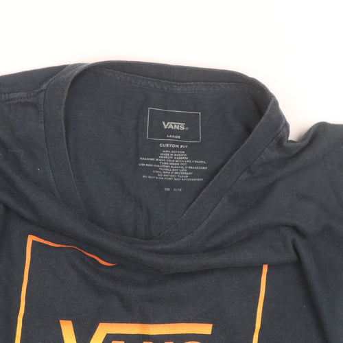 Vans Men's Black Graphic Logo Crew Neck Short Sleeve T-Shirt Size L