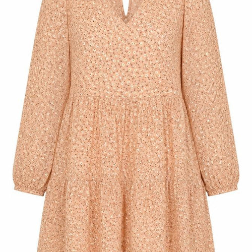 New Look Women’s Beige Floral Knee Length Smocked Dress Size 10