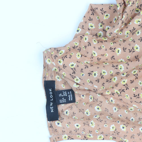 New Look Women’s Beige Floral Knee Length Smocked Dress Size 10
