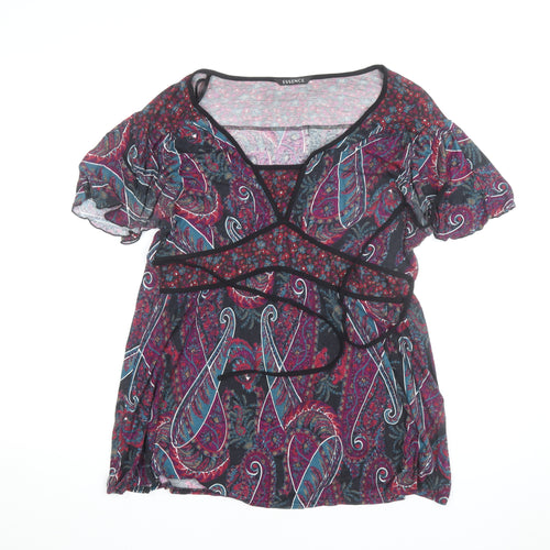 Essence Womens Multicoloured Paisley Wrap Blouse Size 18