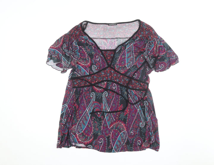 Essence Womens Multicoloured Paisley Wrap Blouse Size 18