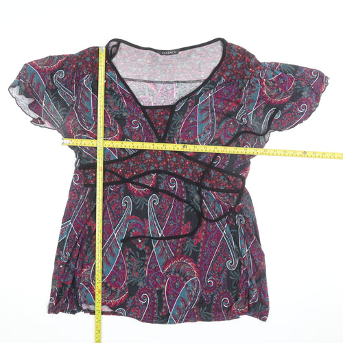 Essence Womens Multicoloured Paisley Wrap Blouse Size 18