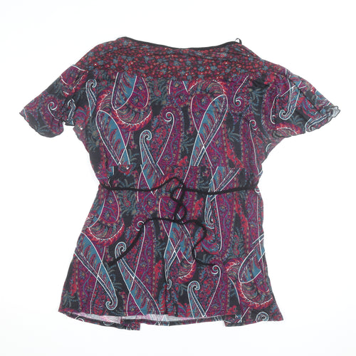 Essence Womens Multicoloured Paisley Wrap Blouse Size 18
