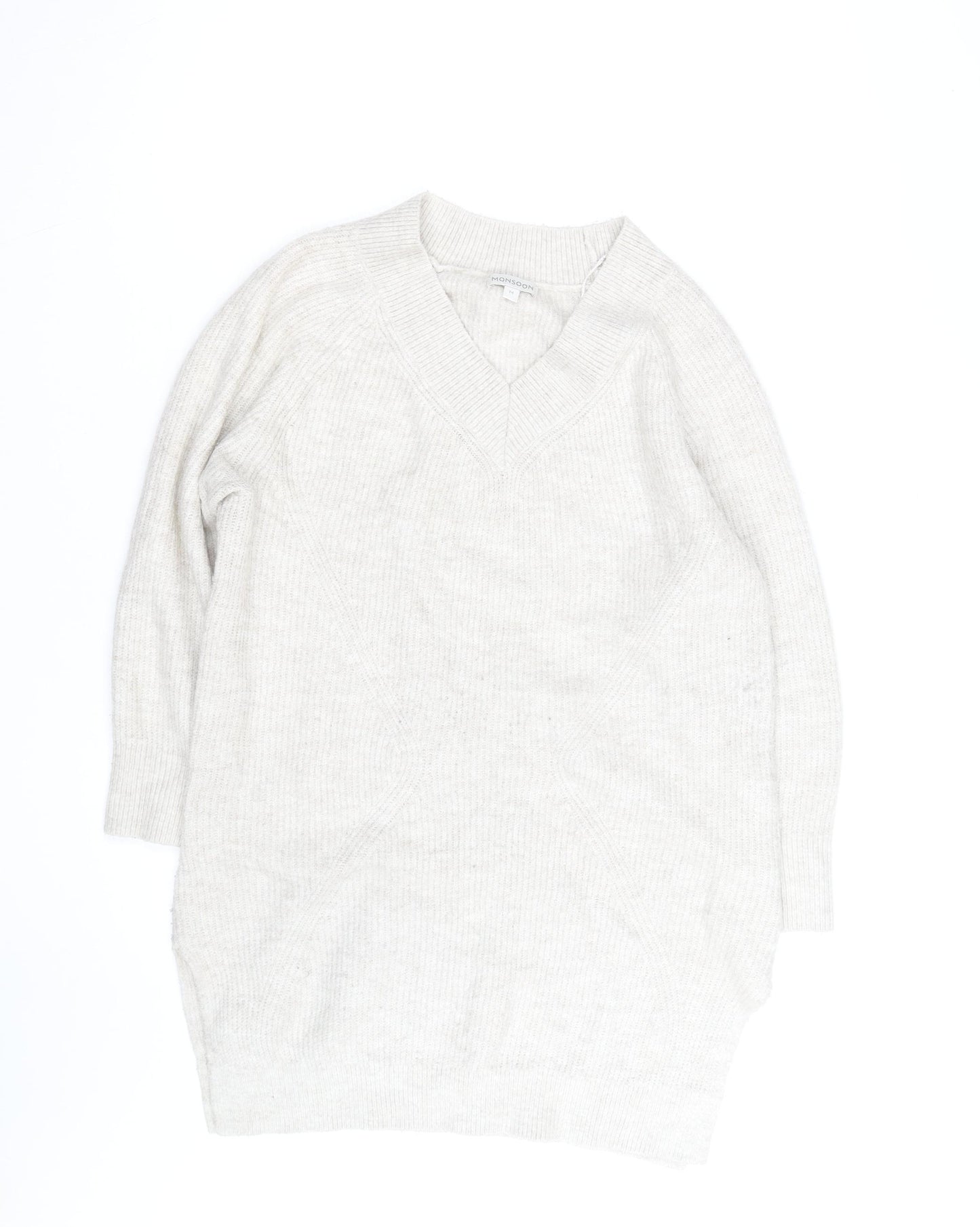 Monsoon Women Beige Knit Crew Neck Pullover Jumper M