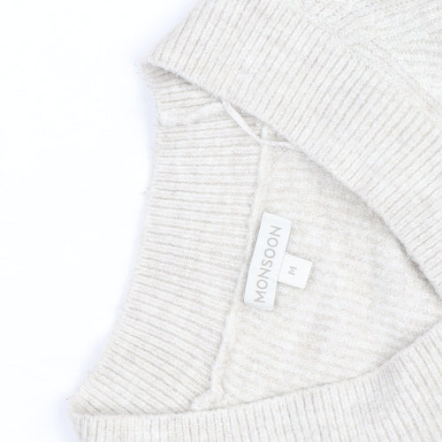 Monsoon Women Beige Knit Crew Neck Pullover Jumper M
