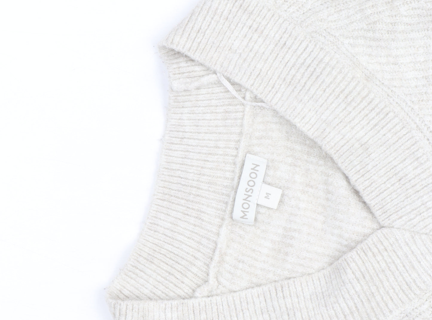 Monsoon Women Beige Knit Crew Neck Pullover Jumper M
