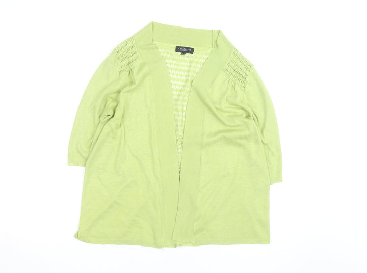 Debenhams Women Green Size 16 Open Knit Cardigan Lightweight