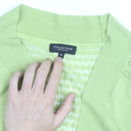 Debenhams Women Green Size 16 Open Knit Cardigan Lightweight