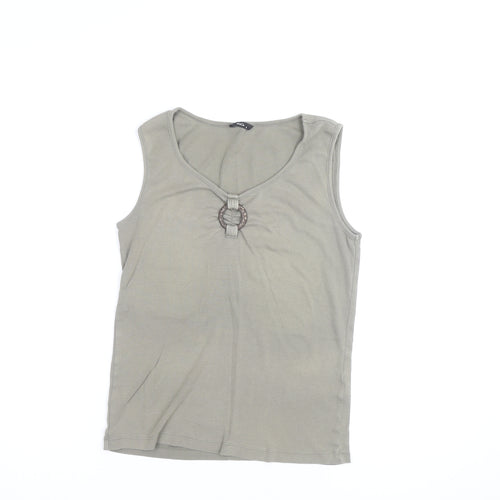 M&Co Womens Beige Cotton Sleeveless Tank Top Size S