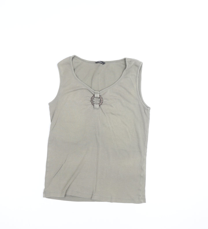 M&Co Womens Beige Cotton Sleeveless Tank Top Size S