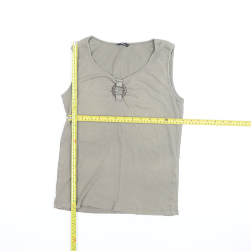 M&Co Womens Beige Cotton Sleeveless Tank Top Size S