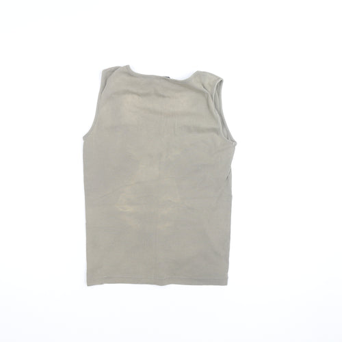 M&Co Womens Beige Cotton Sleeveless Tank Top Size S