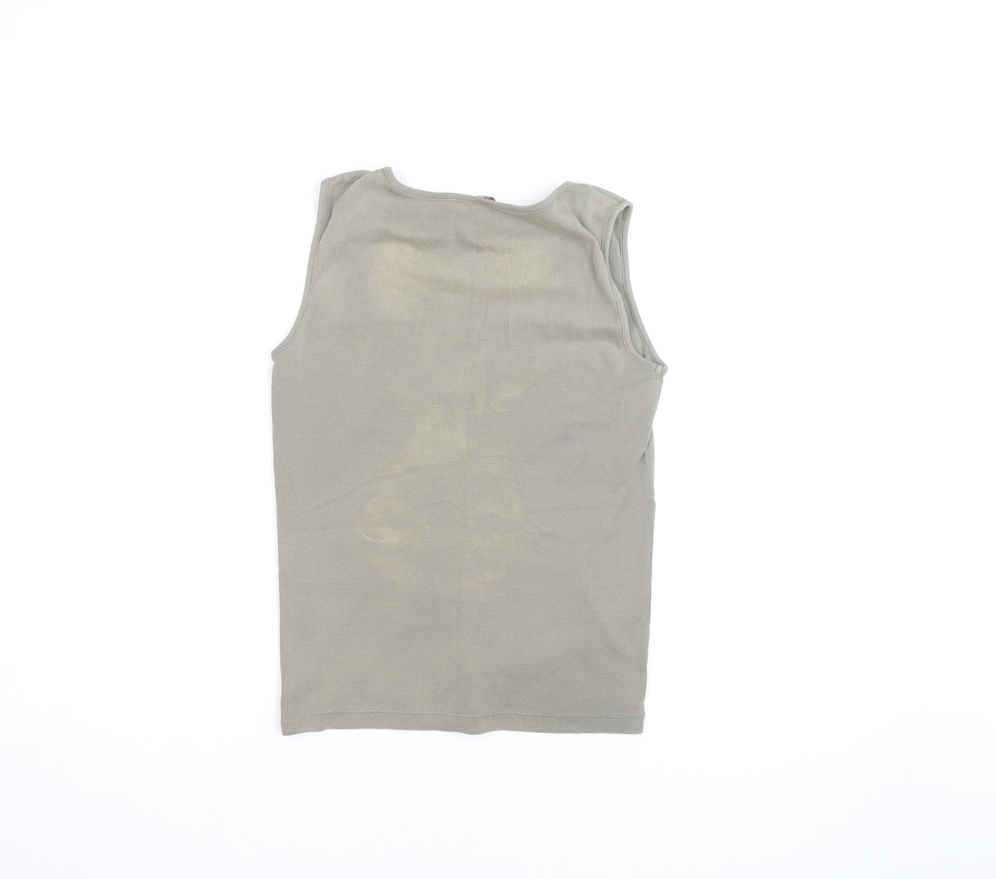 M&Co Womens Beige Cotton Sleeveless Tank Top Size S