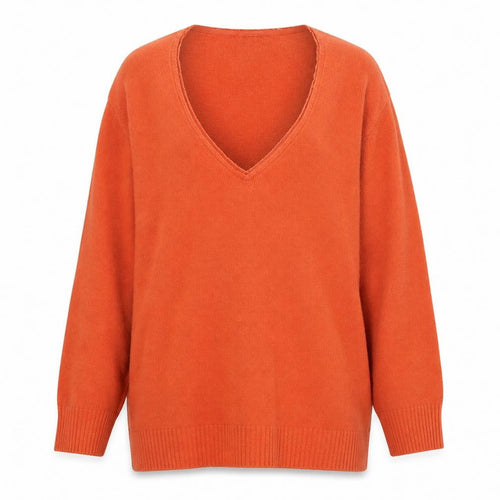 Per Una Women Orange V-Neck Long Sleeve Jumper Size 16