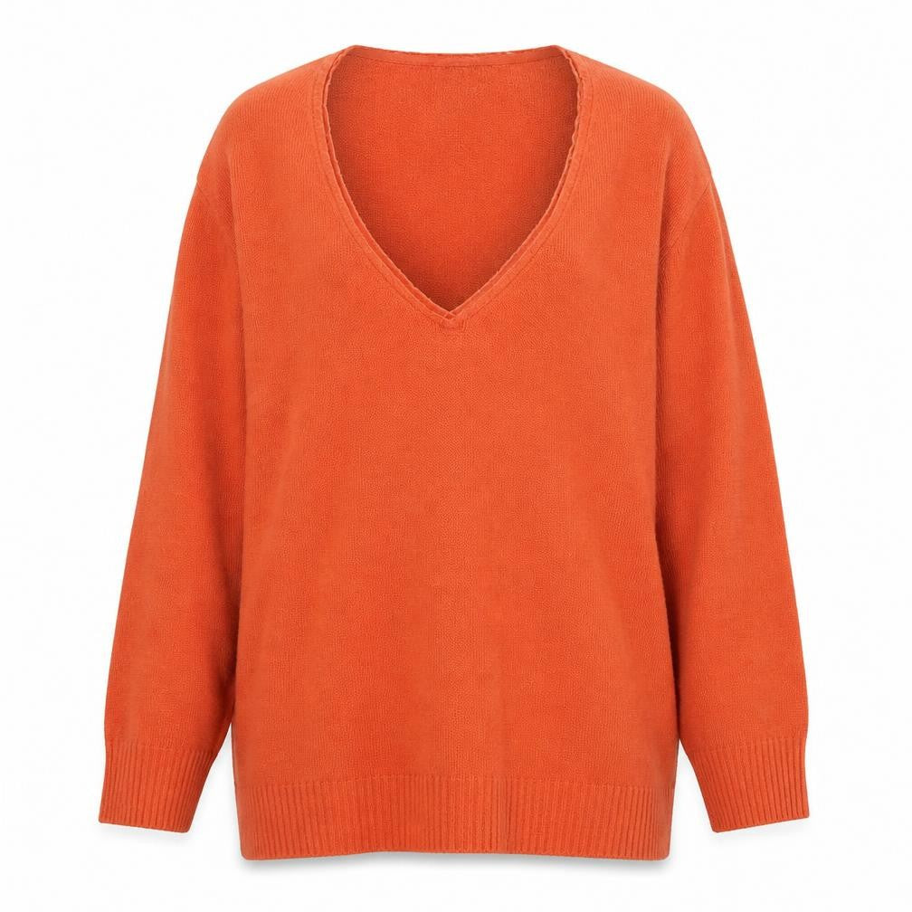 Per Una Women Orange V-Neck Long Sleeve Jumper Size 16