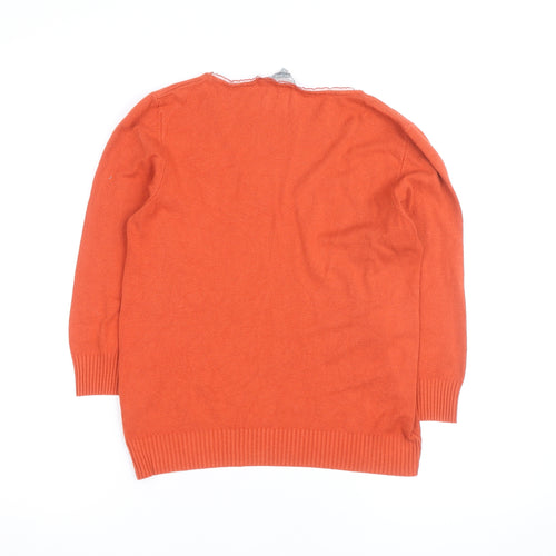 Per Una Women Orange V-Neck Long Sleeve Jumper Size 16
