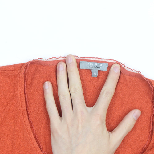 Per Una Women Orange V-Neck Long Sleeve Jumper Size 16