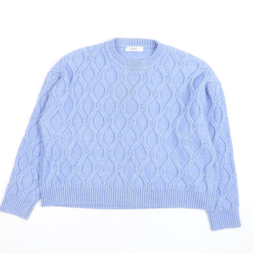Marks and Spencer Womens Blue Cable-Knit Jumper Size L