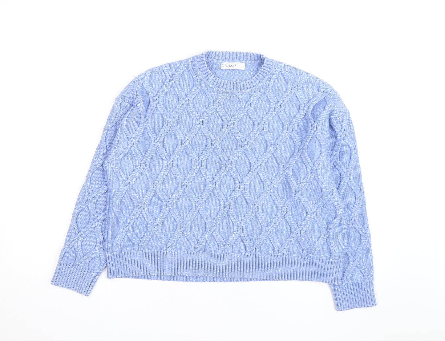 Marks and Spencer Womens Blue Cable-Knit Jumper Size L