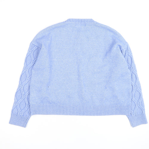 Marks and Spencer Womens Blue Cable-Knit Jumper Size L