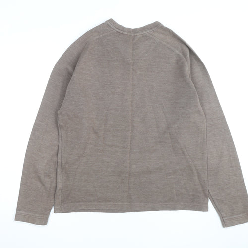 Marks and Spencer Blue Harbour Men Brown Cotton V-Neck Jumper Small