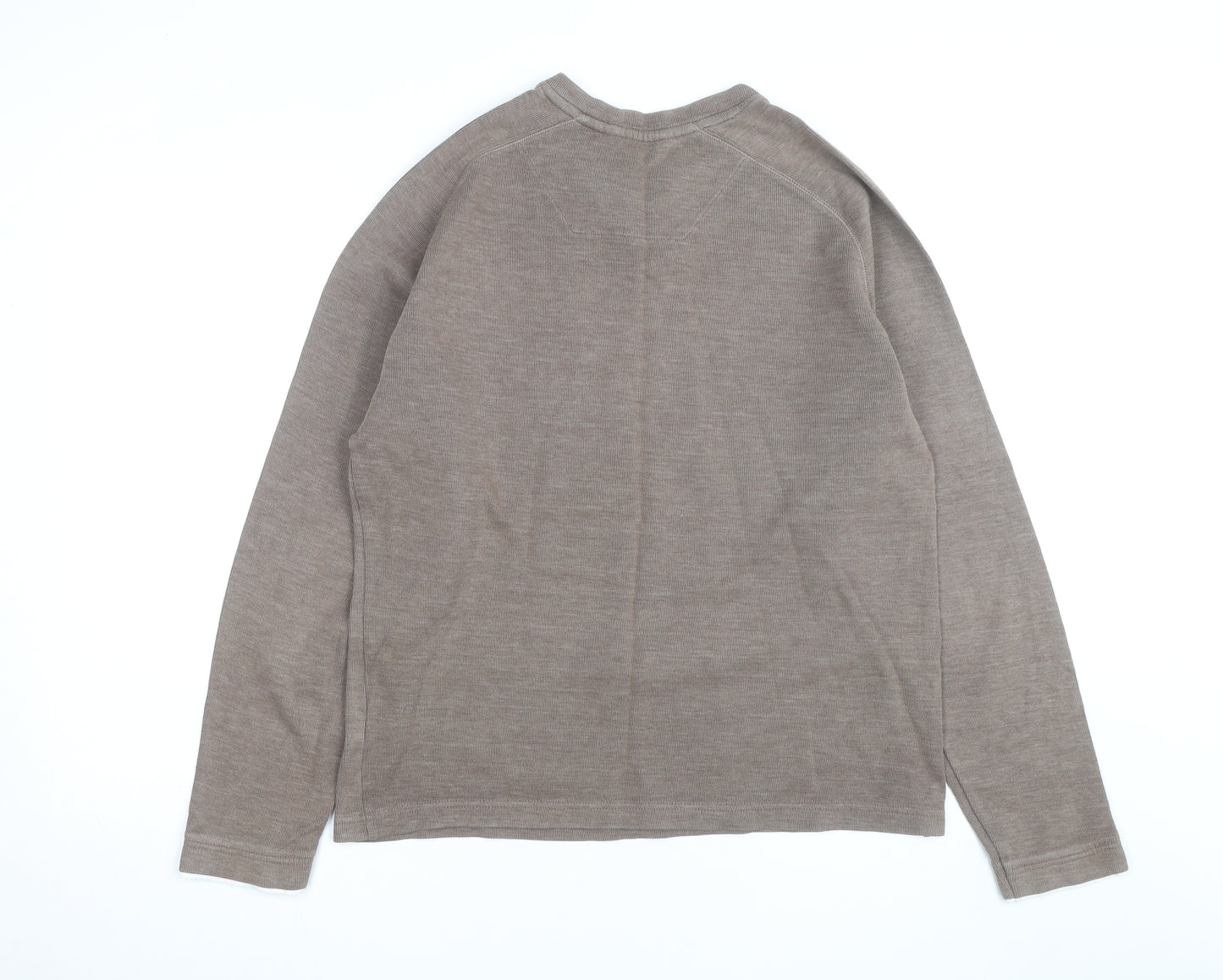 Marks and Spencer Blue Harbour Men Brown Cotton V-Neck Jumper Small
