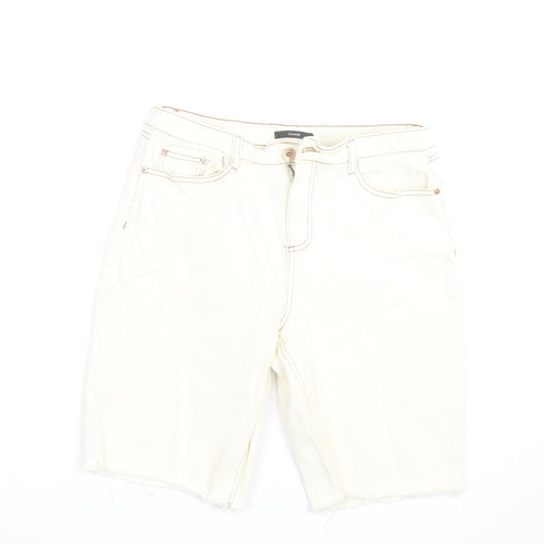 George Women’s Ivory Denim Bermuda Shorts Size 12 Cotton Blend