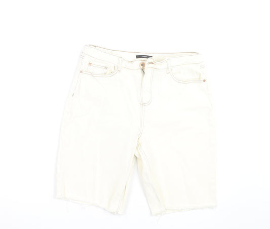 George Women’s Ivory Denim Bermuda Shorts Size 12 Cotton Blend