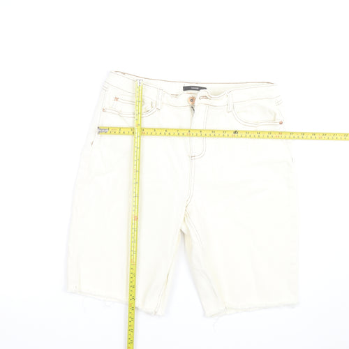 George Women’s Ivory Denim Bermuda Shorts Size 12 Cotton Blend