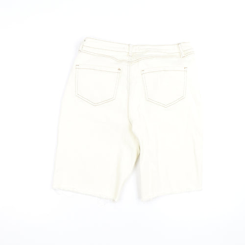 George Women’s Ivory Denim Bermuda Shorts Size 12 Cotton Blend
