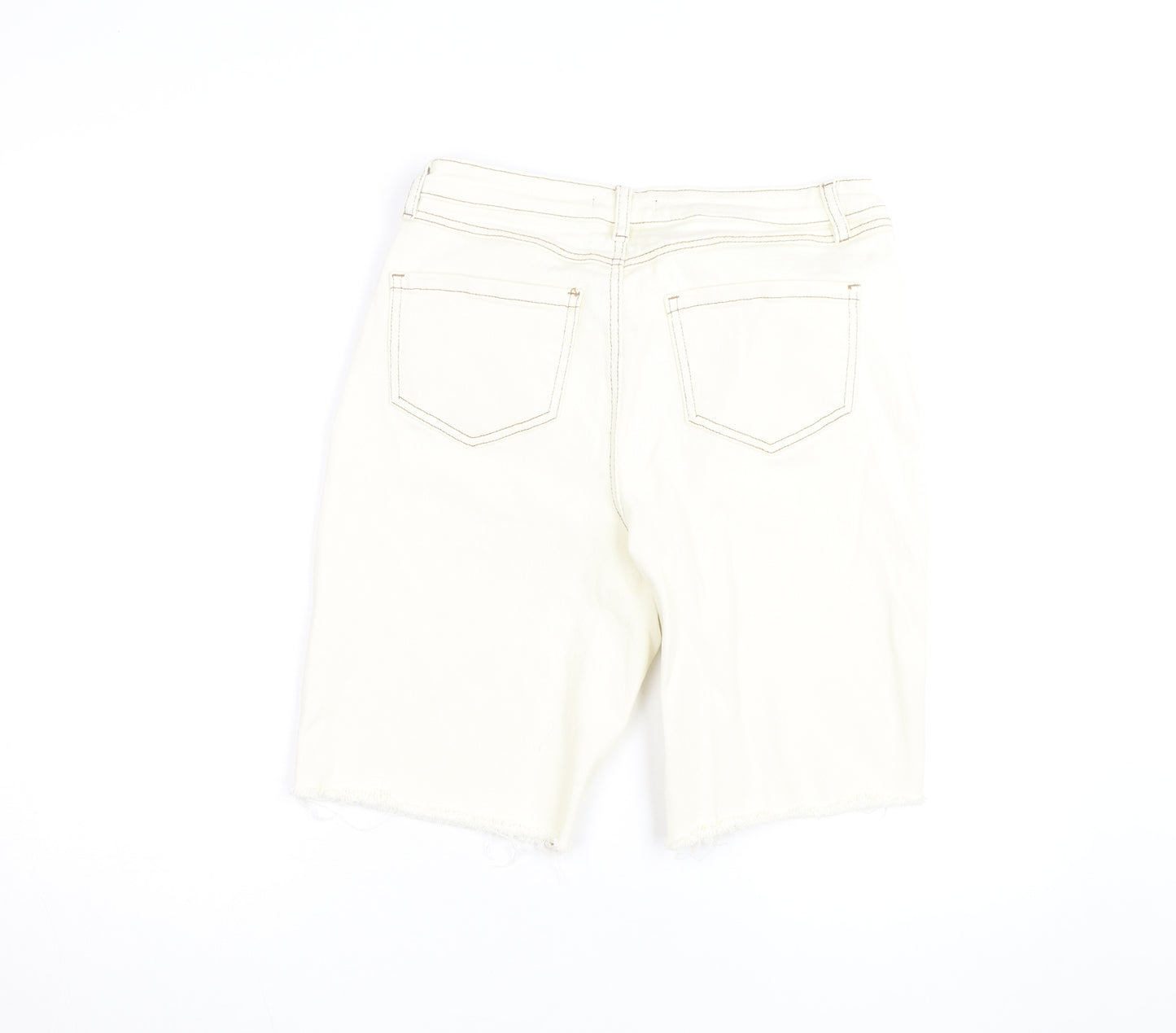 George Women’s Ivory Denim Bermuda Shorts Size 12 Cotton Blend