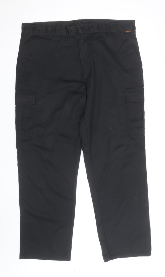 Portwest Men's Black Cargo Trousers Size 40 Regular Fit Workwear
