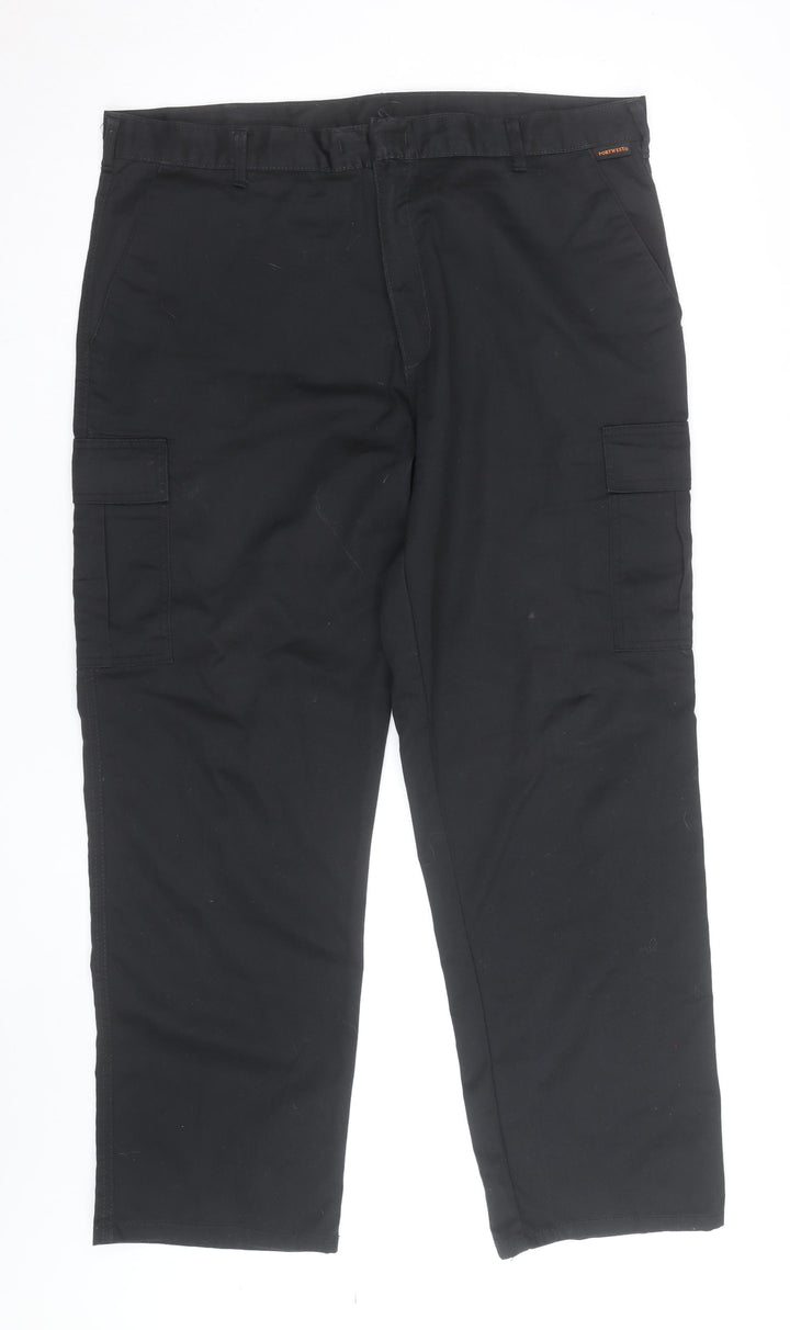 Portwest Men's Black Cargo Trousers Size 40 Regular Fit Workwear