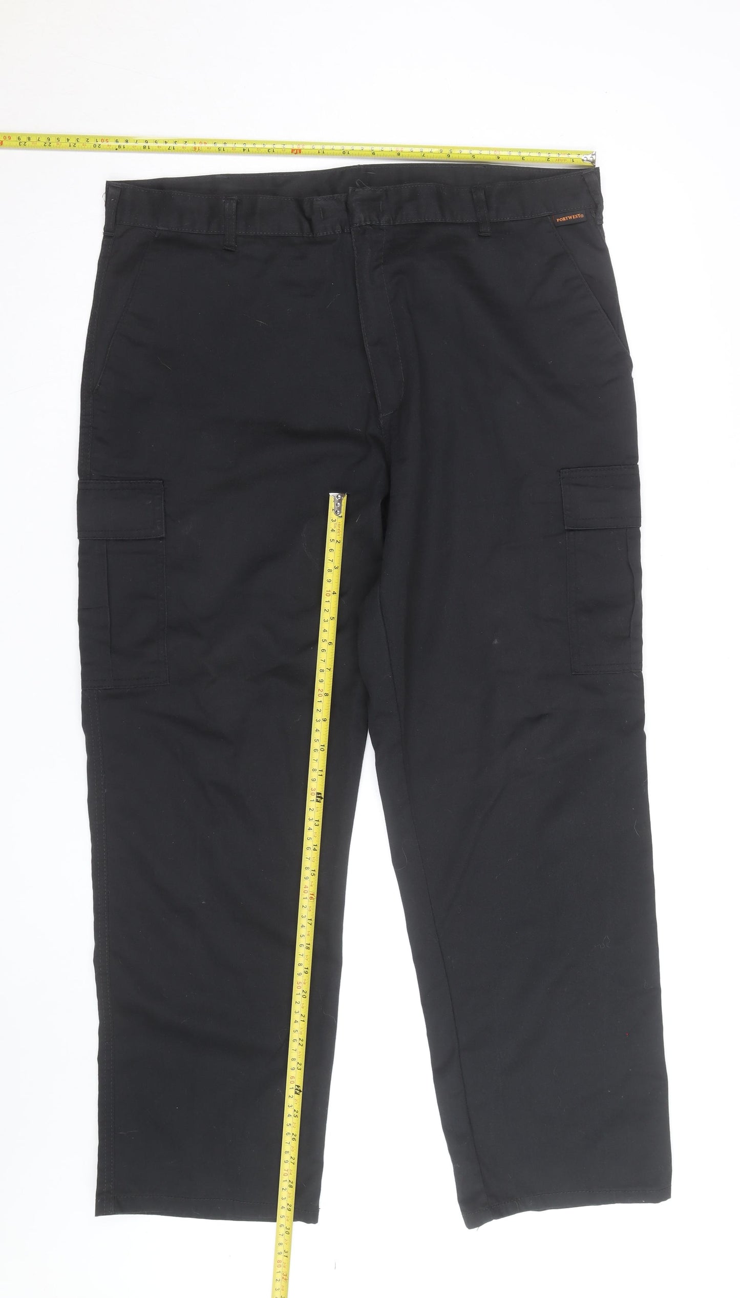 Portwest Men's Black Cargo Trousers Size 40 Regular Fit Workwear