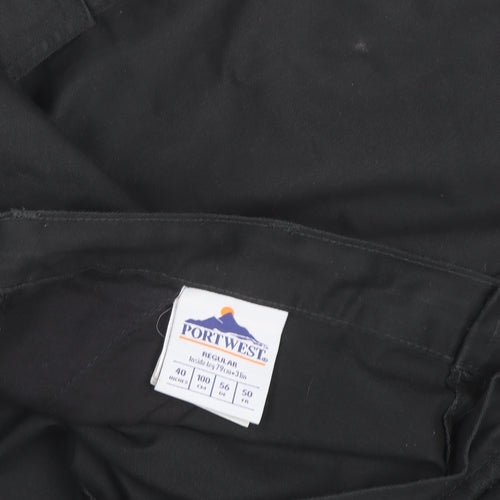 Portwest Men's Black Cargo Trousers Size 40 Regular Fit Workwear