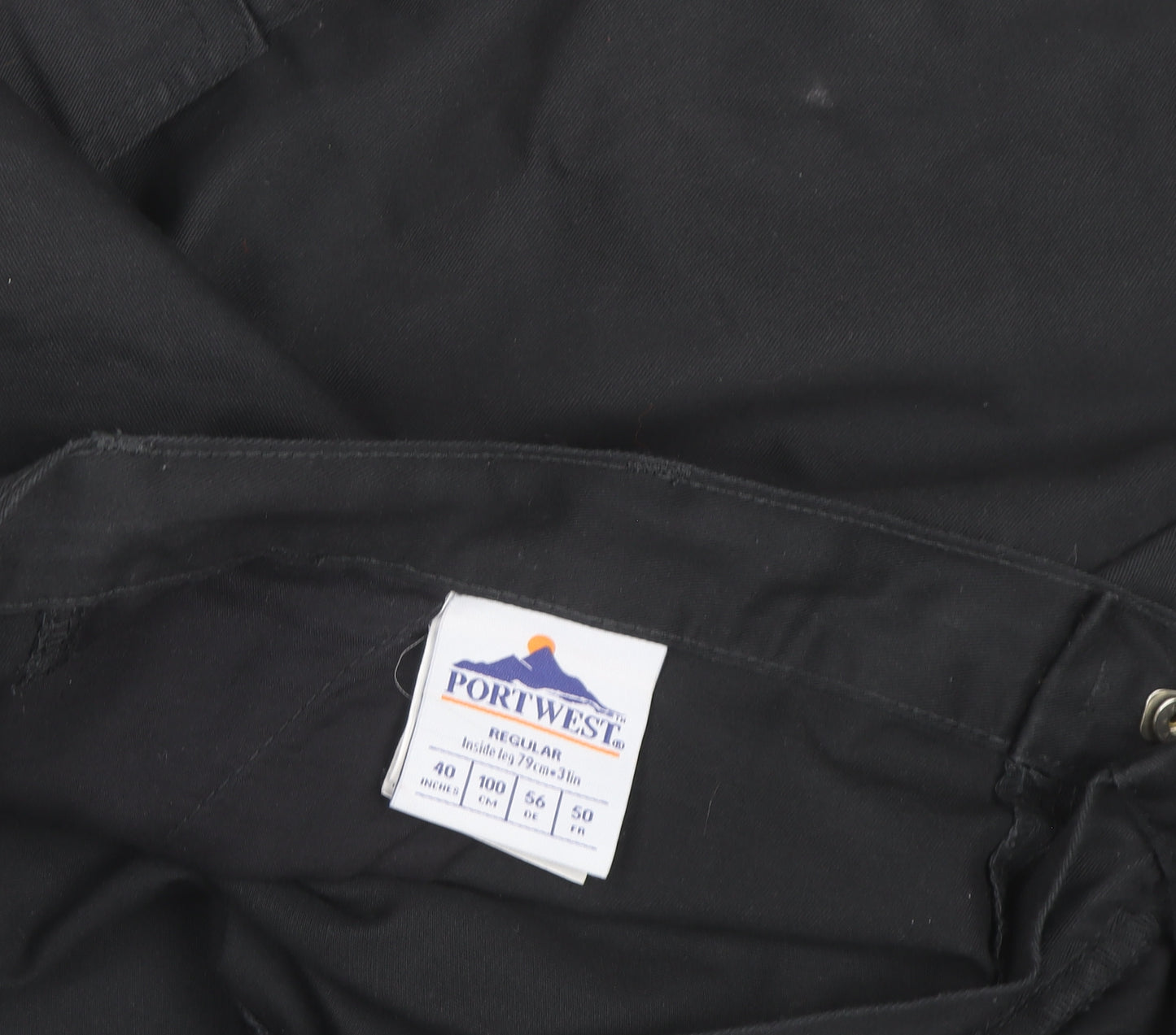Portwest Men's Black Cargo Trousers Size 40 Regular Fit Workwear