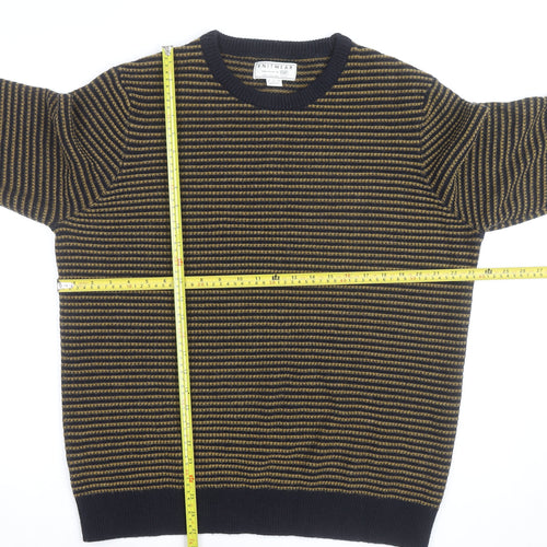 F&F Men’s Blue Striped Wool Blend Crew Neck Jumper Size M